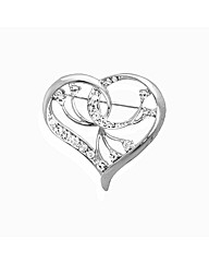 Crystal Set Heart Brooch