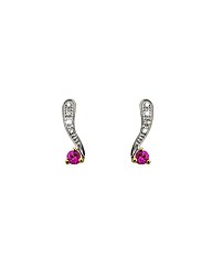 9ct YG Diamond and Sapphire Earrings
