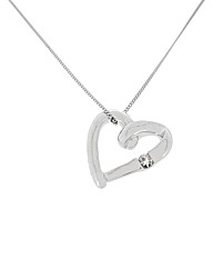 9ct White Gold Diamond Heart Pendant