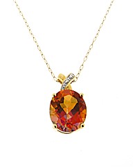 9ct YG Diamond and Mystic Topaz Pendant