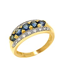 9ct Blue Sapphire and Diamond Ring