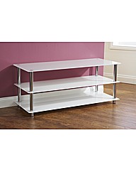 Odyssey Wide 3 Tier TV Unit White/Chrome