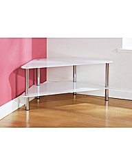 Odyssey Low Corner TV Unit/White/Chrome