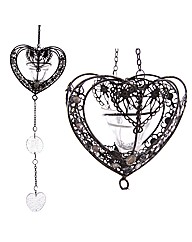 Heart Hanging Wire  Glass Votive Holder