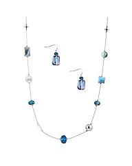 Mood Blue Crystal Bead Necklace Set