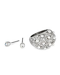 Mood Pearl Crystal Ring and Earring