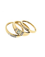 9ct YG Topaz and Diamond Triple Ring