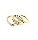 9ct YG Topaz and Diamond Triple Ring