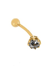 9ct Yellow Gold Solitaire Navel Bar