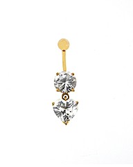 9ct Yellow Gold Crystal Drop Navel Bar