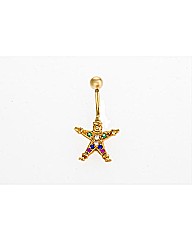 9ct Yellow Gold Crystal Clown Navel Bar