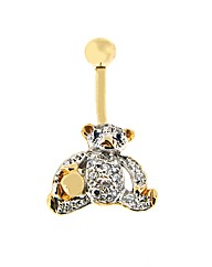 9ct Yellow Gold Crystal Teddy Navel Bar