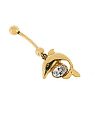 9ct Yellow Gold Dolphin Navel Bar