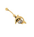 9ct Yellow Gold Dolphin Navel Bar