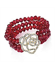 3 Row Red Glass Stone Flower Bracelet