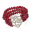 3 Row Red Glass Stone Flower Bracelet