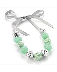 Green and Silver Coloured Bead Necklace