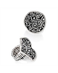 Silver Coloured Glass Stone Elastic Ring