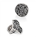 Silver Coloured Glass Stone Elastic Ring