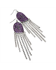 Silver Coloured Purple Tone Earrings