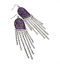 Silver Coloured Purple Tone Earrings