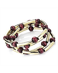 Gold Coloured Red Bead Bracelet