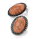 Peach and Silver Coloured Oval Earrings