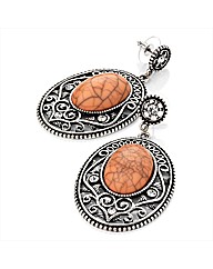 Silver Coloured Peach Beaded Earrings