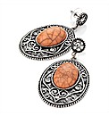 Silver Coloured Peach Beaded Earrings