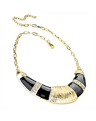 Gold Coloured Black Enamel Necklace