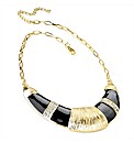 Gold Coloured Black Enamel Necklace