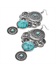 Silver Coloured Beaded Drop Earrings