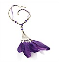 Gold Coloured Purple Feather Necklace