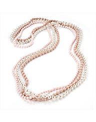 3 Row Pink Tone Pearl Effect Necklace