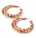 Gold Coloured Red Round Earrings