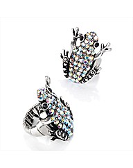 Silver Coloured Elastic Frog Ring