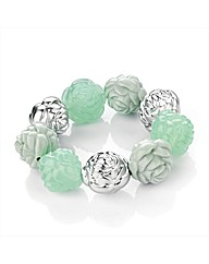 Green and Silver Coloured Bead Bracelet