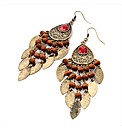 Gold Coloured Red Wood Look Earrings