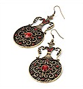 Gold Coloured Red Bead Vase Earrings