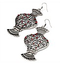 Silver Coloured Red Bead Vase Earrings