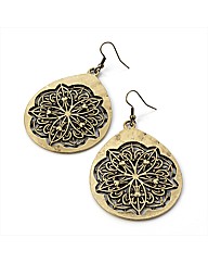 Gold Coloured Oval Disc Earrings