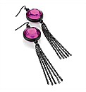 Black & Purple Glass Stone Drop Earrings