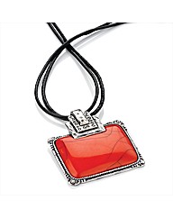 Silver Coloured Red Marble Look Necklace