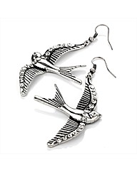 Silver Coloured Bird Shaped Earrings