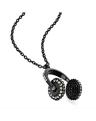 Black Enamel Headphone Shaped Pendant