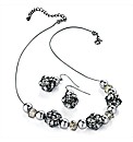 Black and Pearl Effect Bead Necklace Set