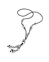 Silver Coloured Glass Bead Cord Necklace