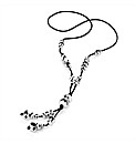 Silver Coloured Glass Bead Cord Necklace