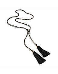 Black Cord Gold Coloured Chain Necklace