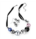 Pink Pearl Metallic Effect Necklace Set